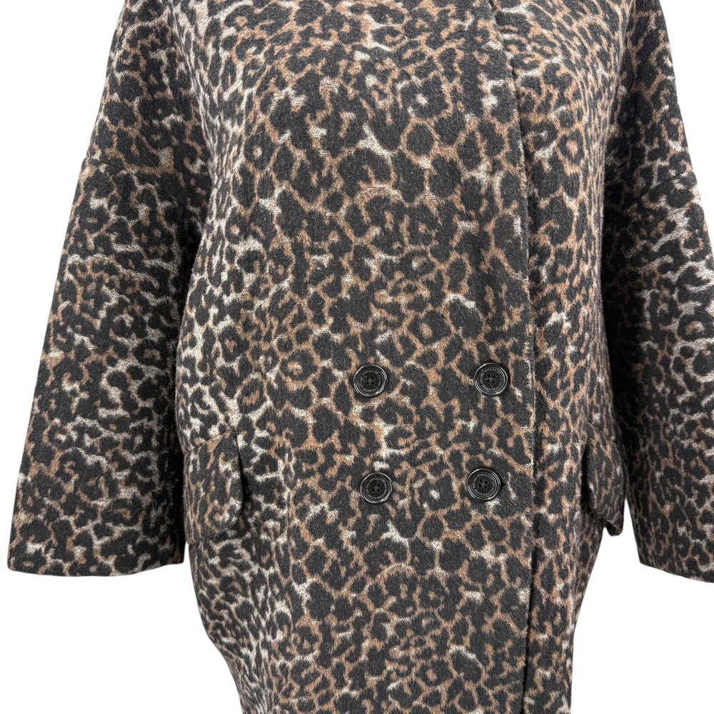 COACH Leopard Print Double Breasted Wool Blend Coat Women's XL - Picture 3 of 12